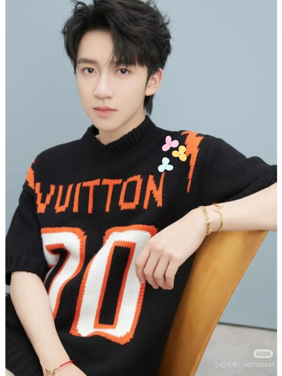 Louis Vuitton/Louis Vuitton 26ss 00 letter jacquard knitted short sleeves